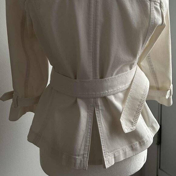Burberry London Ivory Cotton-Twill Belted Jacket with Nova Check – US 6 - Picture 7 of 13